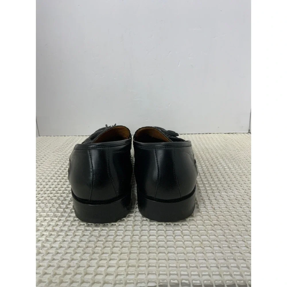 Magnanni Leather Tassel‎ Loafers Mens Size 8 Black EUC
